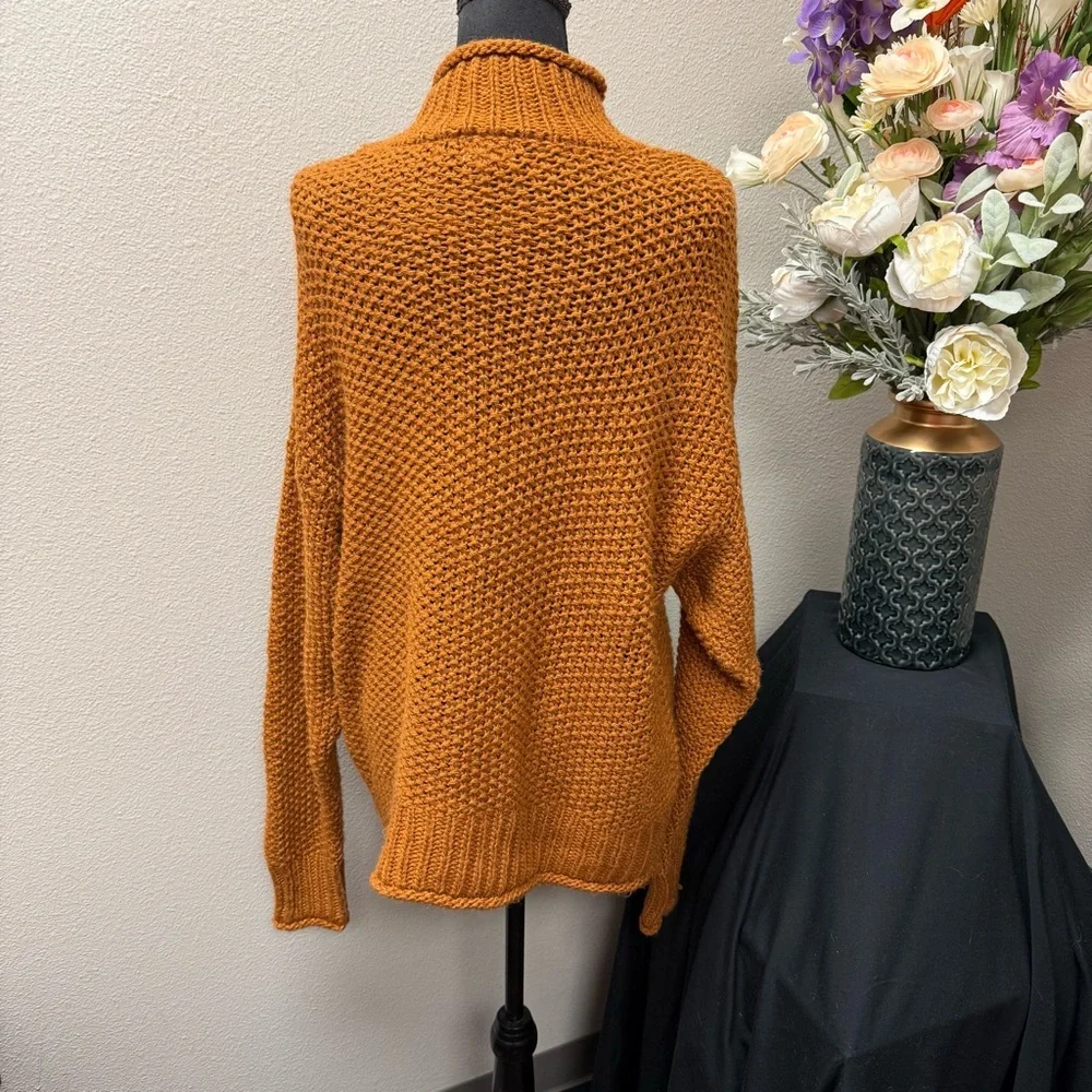 A.N.A Rust Chunky Knit Turtleneck Sweater M | Cozy Fall Winter Pullover Chic - Picture 3 of 7